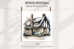 Winter English Cottage Christmas House Snow Covered Clipart Nursery wall art card making collage printable files xmas decor junk journal sublimation santa watercolor Christmas Winter English cottage House clipart, victorian Landscape snowing, holiday 