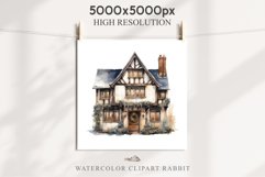 Winter English Cottage Christmas House Snow Covered Clipart Nursery wall art card making collage printable files xmas decor junk journal sublimation santa watercolor Christmas Winter English cottage House clipart, victorian Landscape snowing, holiday 