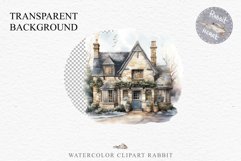 Winter English Cottage Christmas House Snow Covered Clipart Nursery wall art card making collage printable files xmas decor junk journal sublimation santa watercolor Christmas Winter English cottage House clipart, victorian Landscape snowing, holiday 