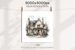 Winter English Cottage Christmas House Snow Covered Clipart Nursery wall art card making collage printable files xmas decor junk journal sublimation santa watercolor Christmas Winter English cottage House clipart, victorian Landscape snowing, holiday 
