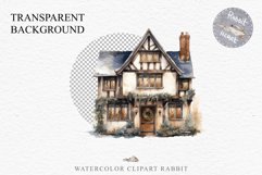 Winter English Cottage Christmas House Snow Covered Clipart Nursery wall art card making collage printable files xmas decor junk journal sublimation santa watercolor Christmas Winter English cottage House clipart, victorian Landscape snowing, holiday 