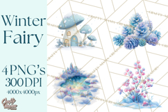 Chubby Winter Fairy PNG, Miniature Watercolor Winter Fairies Product Image 1