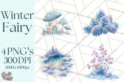 Chubby Winter Fairy PNG, Miniature Watercolor Winter Fairies Product Image 1