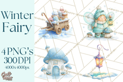 Chubby Winter Fairy PNG, Miniature Watercolor Winter Fairies Product Image 1