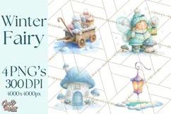 Chubby Winter Fairy PNG, Miniature Watercolor Winter Fairies Product Image 1