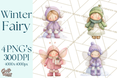 Chubby Winter Fairy PNG, Miniature Watercolor Winter Fairies Product Image 1