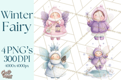 Chubby Winter Fairy PNG, Miniature Watercolor Winter Fairies Product Image 1