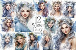 Winter Fairy Watercolor Sublimation Clipart Product Image 1