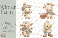 Cute Winter Farm Animals PNG, Cozy Snowy Animal Clipart Product Image 1