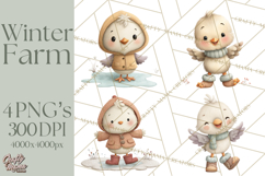 Cute Winter Farm Animals PNG, Cozy Snowy Animal Clipart Product Image 1