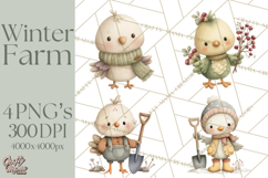 Cute Winter Farm Animals PNG, Cozy Snowy Animal Clipart Product Image 1