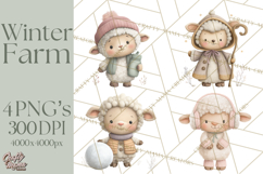 Cute Winter Farm Animals PNG, Cozy Snowy Animal Clipart Product Image 1