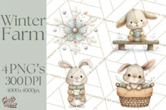 Cute Winter Farm Animals PNG, Cozy Snowy Animal Clipart Product Image 1
