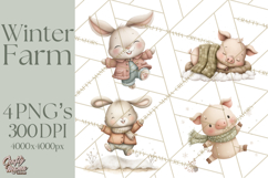 Cute Winter Farm Animals PNG, Cozy Snowy Animal Clipart Product Image 1