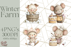 Cute Winter Farm Animals PNG, Cozy Snowy Animal Clipart Product Image 1