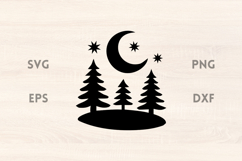 Winter Fir Trees with Moon SVG Scene Product Image 1