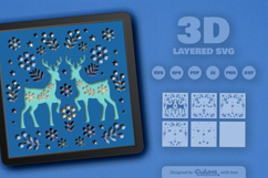 Winter Deer and Snowy Village Layered Papercut Product Image 3