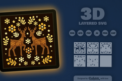 Winter Deer and Snowy Village Layered Papercut Product Image 2