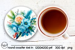 Winter flowers sublimation coaster designs Product Image 1