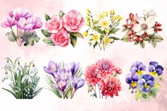 Winter Flowers Watercolor Clipart Product Image 3