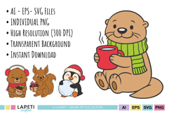 Holiday woodland characters for scrapbooking and crafts