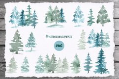 Watercolor Winter Forest Clipart Product Image 2