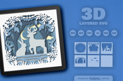 Winter Forest Deer and Bunny Layered Papercut Product Image 2