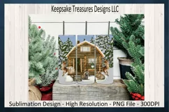 Winter Forest Log House Winter Animals Sublimation 20oz Tumbler Wrap
