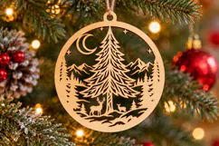Winter Forest Ornament Laser Svg Product Image 1