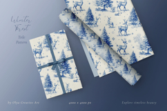 Winter Forest Blue Toile Pattern Product Image 1