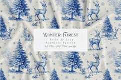 Winter Forest Blue Toile Pattern Product Image 2