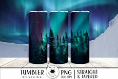 aurora borealis sublimation design shown on tumblers