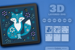 Winter Fox Floral Folk Art Layered Papercut Product Image 2