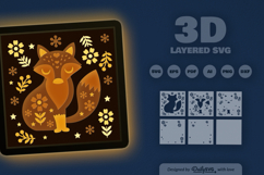 Winter Fox Floral Folk Art Layered Papercut Product Image 3