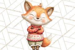 Festive Animals Clipart, Watercolor Critters Digital PNG Product Image 3
