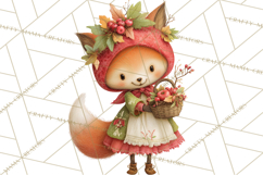 Festive Animals Clipart, Watercolor Critters Digital PNG Product Image 2