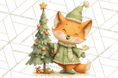 Festive Animals Clipart, Watercolor Critters Digital PNG Product Image 4