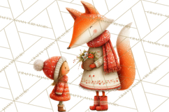 Festive Animals Clipart, Watercolor Critters Digital PNG Product Image 2