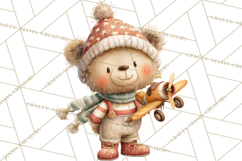 Festive Animals Clipart, Watercolor Critters Digital PNG Product Image 2