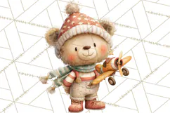 Festive Animals Clipart, Watercolor Critters Digital PNG Product Image 2