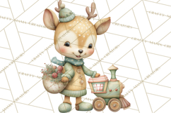 Festive Animals Clipart, Watercolor Critters Digital PNG Product Image 2