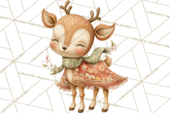 Festive Animals Clipart, Watercolor Critters Digital PNG Product Image 4