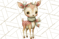 Festive Animals Clipart, Watercolor Critters Digital PNG Product Image 5