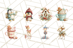 Festive Animals Clipart, Watercolor Critters Digital PNG Product Image 4