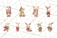 Festive Animals Clipart, Watercolor Critters Digital PNG Product Image 9