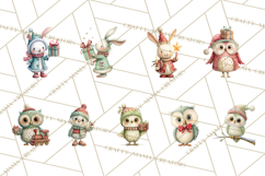 Festive Animals Clipart, Watercolor Critters Digital PNG Product Image 2