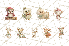 Festive Animals Clipart, Watercolor Critters Digital PNG Product Image 5