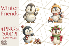 Festive Animals Clipart, Watercolor Critters Digital PNG Product Image 1