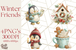 Festive Animals Clipart, Watercolor Critters Digital PNG Product Image 1