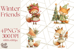 Festive Animals Clipart, Watercolor Critters Digital PNG Product Image 1
